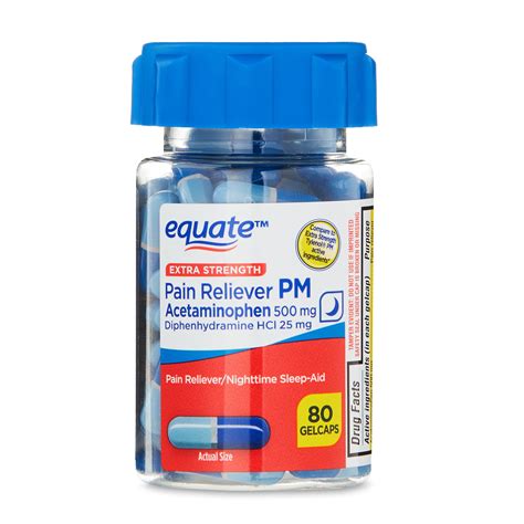 Equate Extra Strength Pain Reliever PM Caplets Acetaminophen 500 Mg