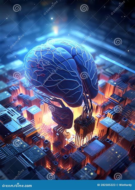 AI and Brain-Computer Interfaces. AI Generated Stock Illustration