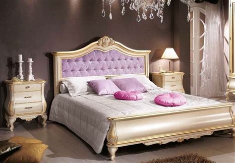 Casa Padrino Luxus Barock Doppelbett Lila Cremefarben Gold