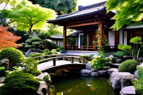 Japanese Bridge Pond W Waterfall