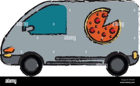 Pizza Delivery Car Van Service Drawing Stock Vector Image And Art Alamy