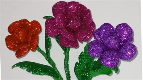 Diy How To Make Glitter Foam Flower How To Make Rose Flower Making