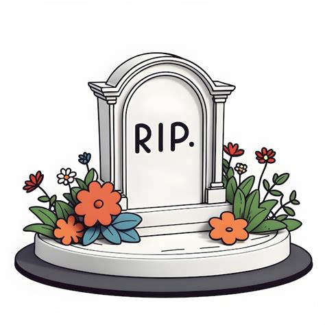 Gravestone With Flowers And Place For Text Vector Illustration Premium Ai Generated Image