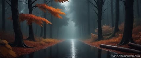 Autumn Forest Rain, 4K Wallpaper | Stable Diffusion Online