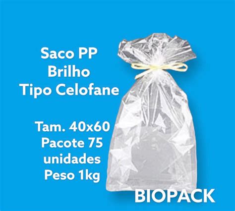 Saco Plastico Pp Celofane Tamanho 40x60 Pacote 1kg 75 Unidades Item