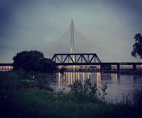 [OC] Trinity River in Dallas last night after the rain : r/bridgeporn