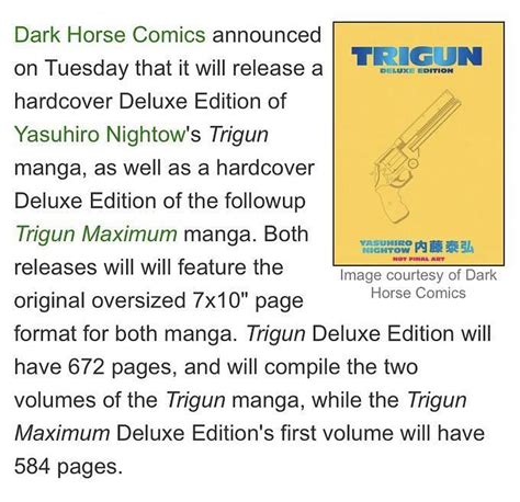 Trigun Manga announces a Deluxe Edition reprint via Dark Horse Comics