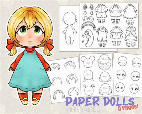 Chibi Paper Dolls To Color Paper Dolls Printable Coloring Paper Dolls Patterns Paper Dolls