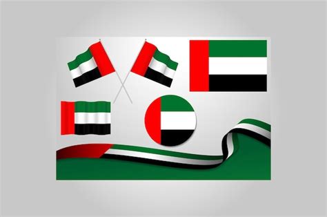 Zestaw Flag Zjednoczonych Emiratów Arabskich W Różnych Wzorach Ikona