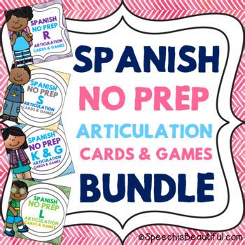 Spanish Articulation Cards Games NO PREP BUNDLE TPT