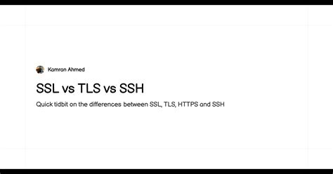 SSL Vs TLS Vs SSH Roadmap Sh