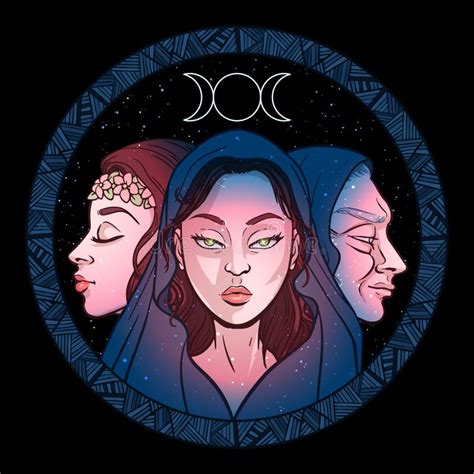 Three Women Figures Symbol Of Triple Goddess As Maiden Mother And