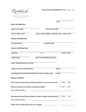 Fillable Online Circumcision Registration Form Fax Email Print Pdffiller