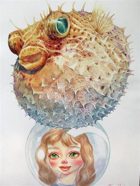 The pufferfish Painting by Kannika Jansuwan | Saatchi Art