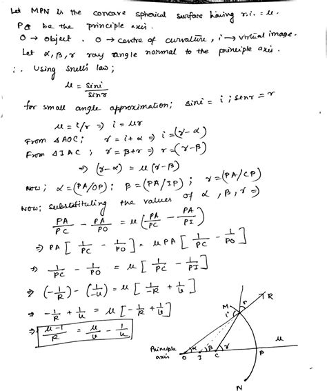 Derive Virtual Mirror Formula In Case Of Spherical Refracting Surfaces