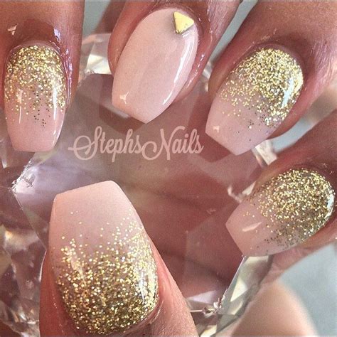 Nude and gold glitter ombré Glitter Gel Polish Glitter Nails Nail