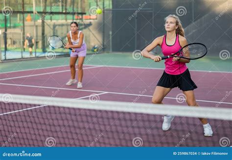 Woman Tennis Player Training on Court Stock Photo - Image of ...