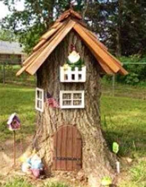 Turn A Tree Stump Into A Gnome Home Or Fairy Garden Fairy