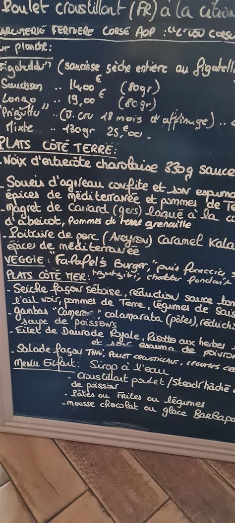 Menu Au Le Restaurant Le Pradet