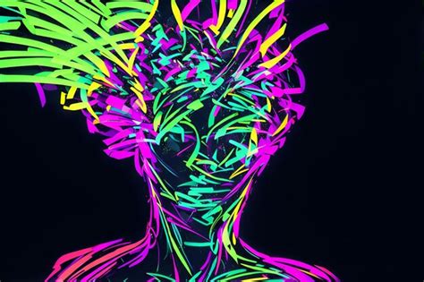 Premium Photo Photo Of A Stunning Neon Digital Painting Of A Womans