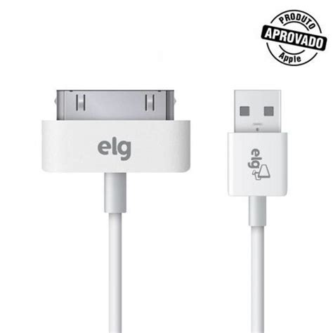 Cabo ELG 30 Pinos X USB Para Apple IPod IPhone IPad 1 Mts Branco