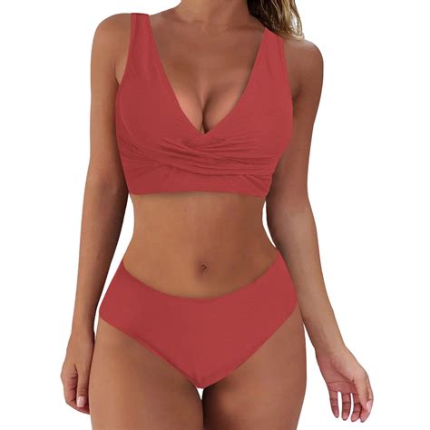 Peaskjp Bikini For Women Women High Waist Bikini Sets Mesh Tummy