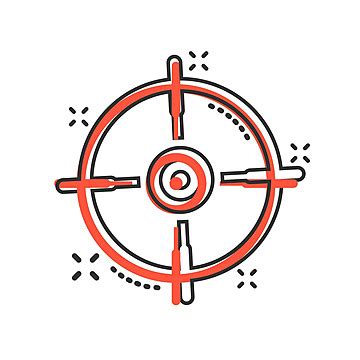 Cartoon Shooting Target Icon With Splash Effect Hit Crosshair Goal