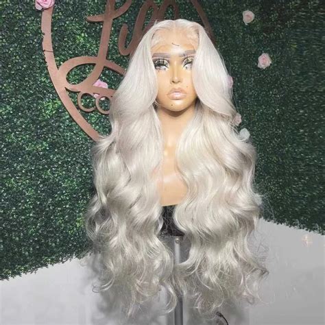 Platinum Blonde Lace Front Synthetic 613 Wig Long Wave Style For Daily Wear Role Playing Party