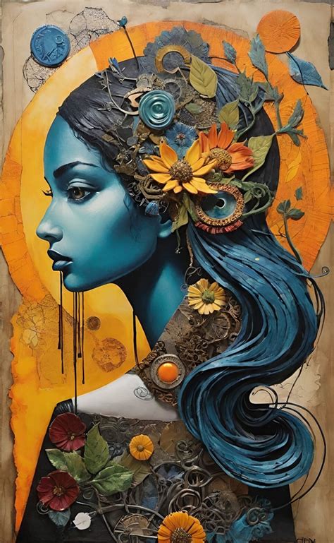 mixed media woman portrait  stock photo public domain pictures