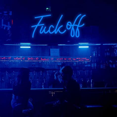Letreros de neón con texto en inglés Fuck off letrero de luz de neón azul USBinterruptor
