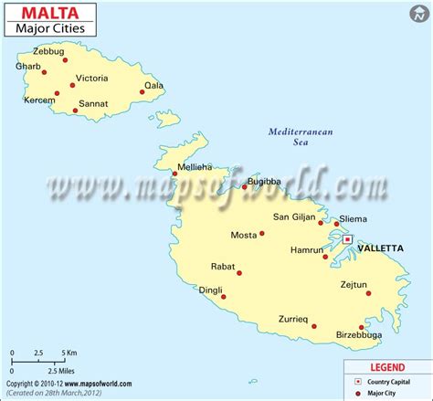 Malta City Map | Major Cities in Malta