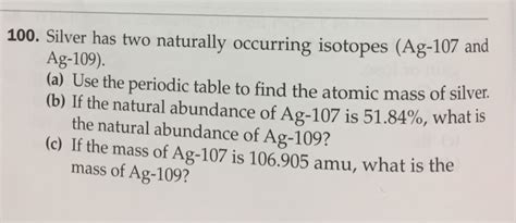 Solved Silver Has Two Naturally Occurring Isotopes Chegg