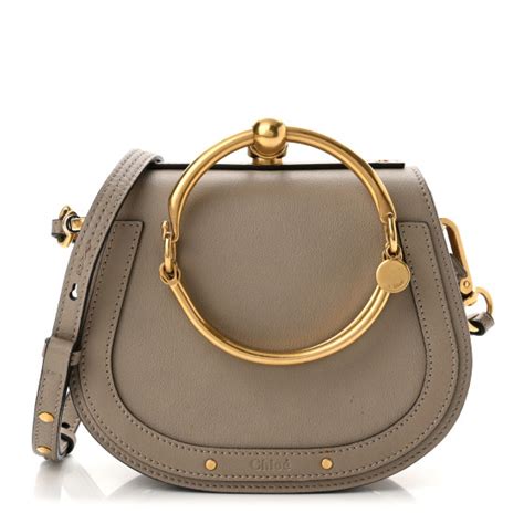 CHLOE Calfskin Suede Small Nile Bracelet Bag Motty Grey 1178887