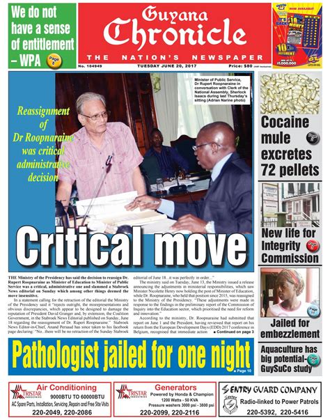 Guyana Chronicle Epaper 20 06 2017 By Guyana Chronicle Issuu