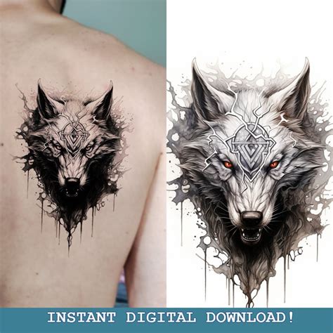 Fenrir Tattoo Set of 4 Instant Digital Downloadnorse Mythologyscandinavic - Etsy