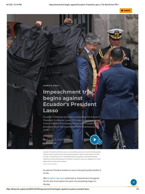 Impeachment Trial Begins Against Ecuadors President Lasso Pdf Impeachment Ecuador