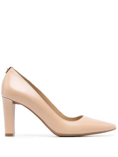 Michael Michael Kors Milly Mm Block Heel Pumps In Nude Modesens