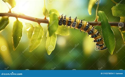 Caterpillar Undergoes Metamorphosis Emerging As Beautiful Butterfly AI