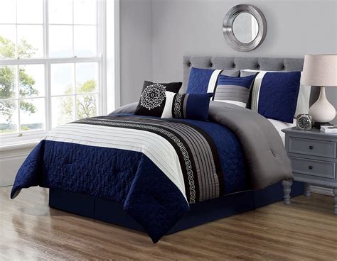 Navy Blue And Grey Comforter Twin Bedding Sets 2020