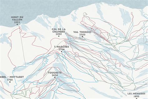 Meribel Courchevel Val Thorens Ski Piste Maps France Etsy Uk