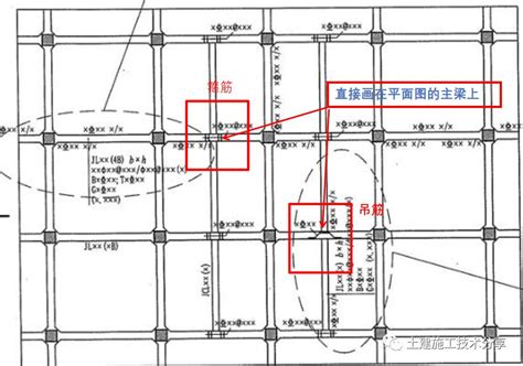 第十五：基础主梁和基础次梁原位标识的附加筋上图