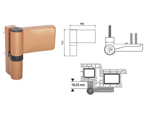 Zawias do drzwi PVC KTV 18 23 6R Dr Hahn Złoty Farbia