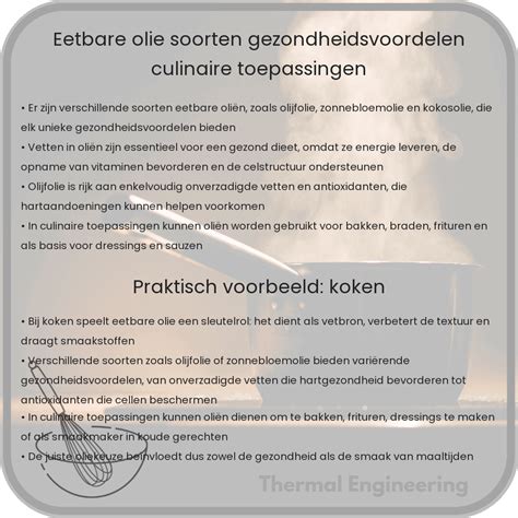 eetbare olie soorten gezondheidsvoordelen culinaire toepassingen