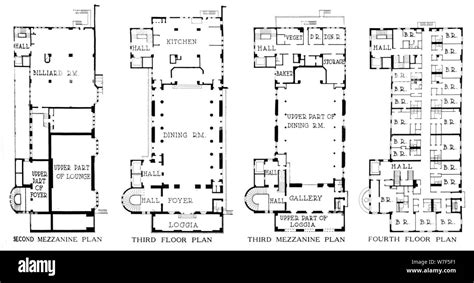 Floor plans, University Club Building, Los Angeles, California, 1923 ...