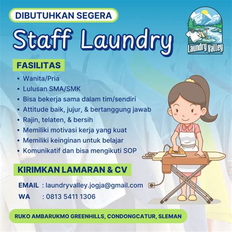 Lowongan Kerja Staff Laundry Di Laundry Valley Lokerjogjaid