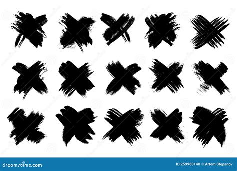 X Mark Brush Icon Set Grunge X Grunge Cross Brush Drawn X Symbol