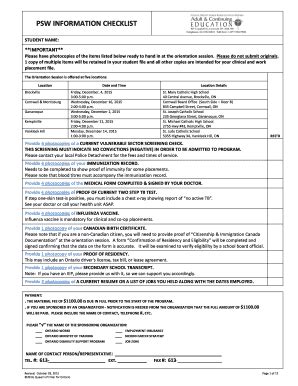 Psw Checklist Fill Online Printable Fillable Blank Pdffiller