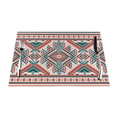 XMXY Woven Placemats Set Of 4 PCS Geometric Native Aztec American