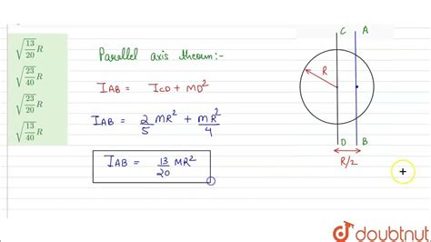 The Radius Of Gyration Of A Uniform Solid Sphere Of Radius R About An Axis Passing Through A P