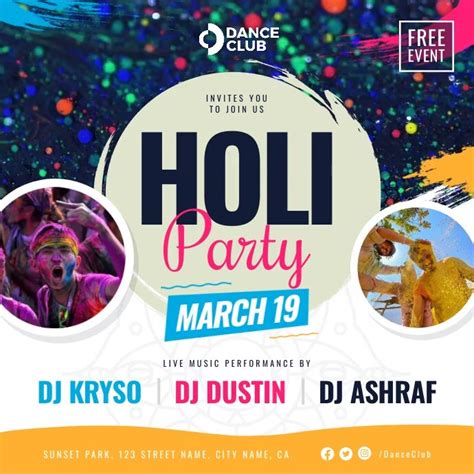 Blue Holi Festival Invitation Instagram Video Template Postermywall